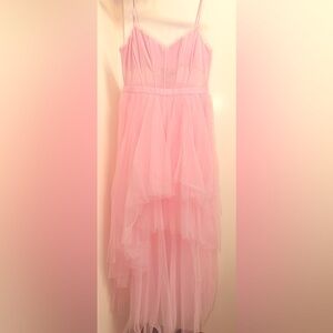 BCBGMaxAzria Pink Tiered Tulle Maxi Dress
